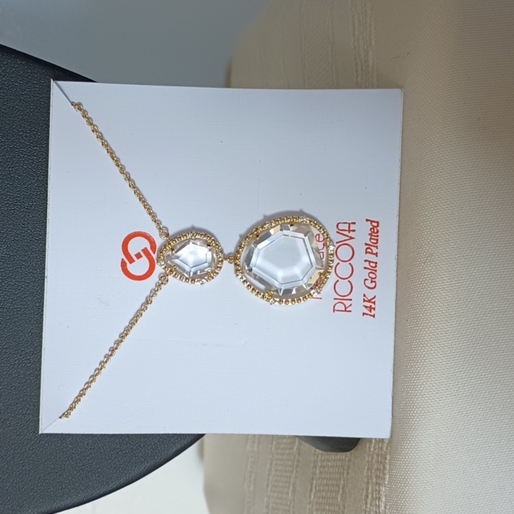 14k Gold Plated Necklace New On Card. - Picture 2 of 3